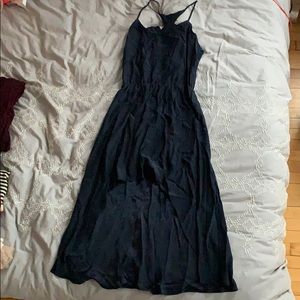 Anthropologie High Love Navy Silk Dress